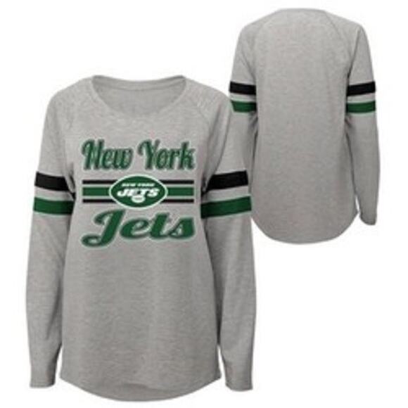 NFL Teens New York Jets Shirt Juniors Girls XL (15/17) Logo Grey Long Sleeve - Picture 1 of 4